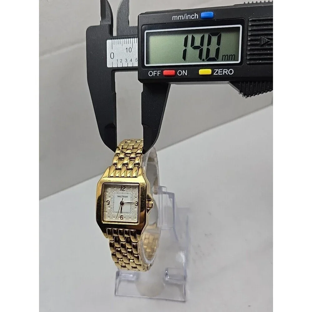 Waltham WAW045 Gold Tone Square Quartz Womens Watch New Battery Size Small